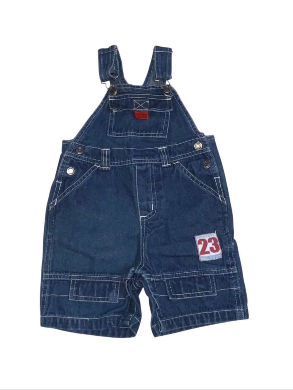 Y2K Faded Glory Denim Short Overalls 24M Blue Vintage Toddler Farmcore Boy Girl